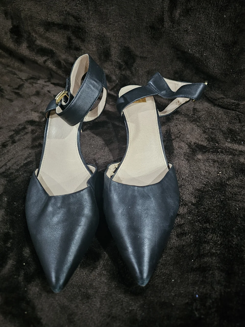 Louise et Cie Black Pointed Ankle-Strap Heels